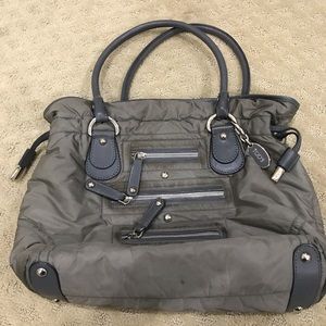 Tods Grey Fabric Tote Purse